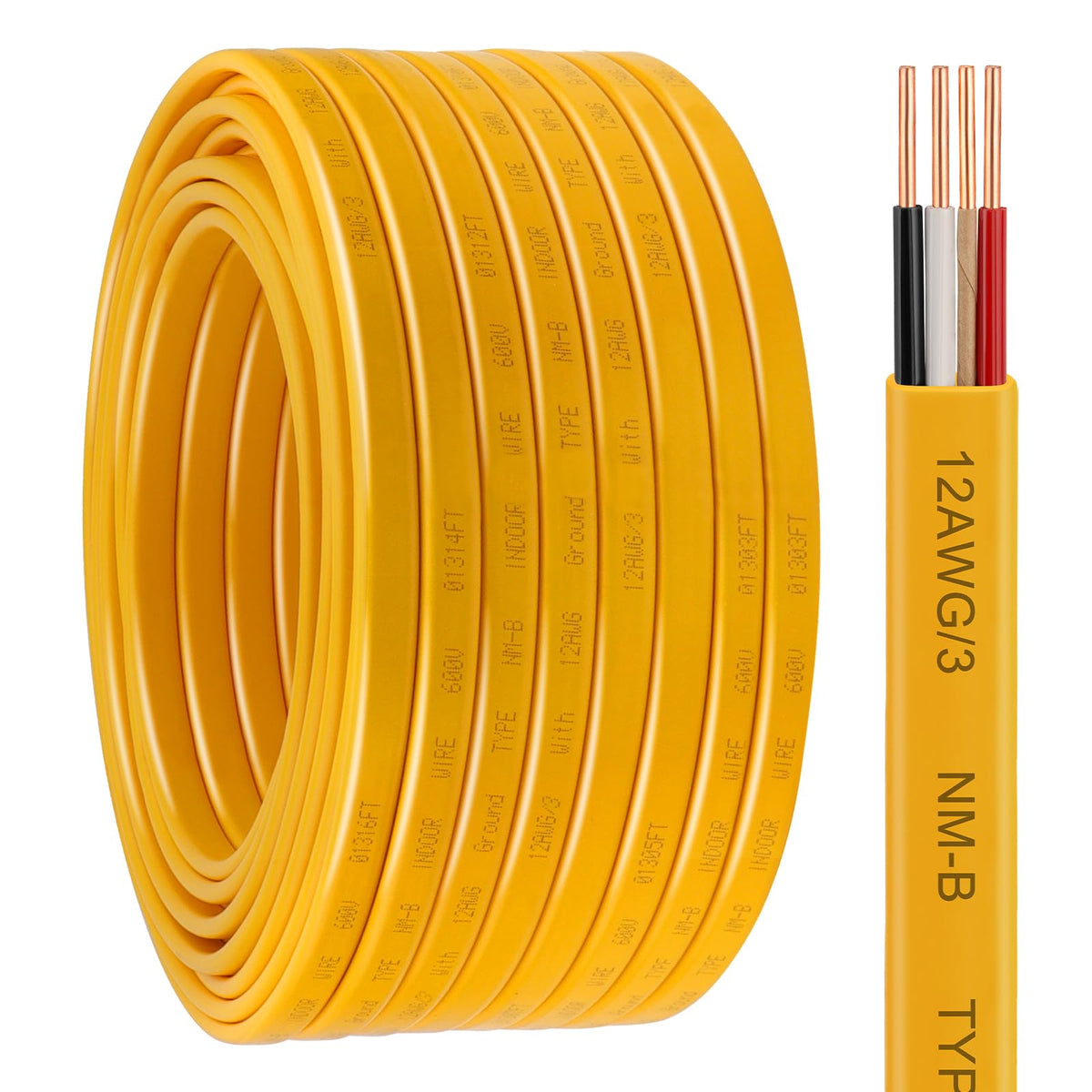 12 AWG 3 Conductor NM-B Wire with Ground 100FT H471527