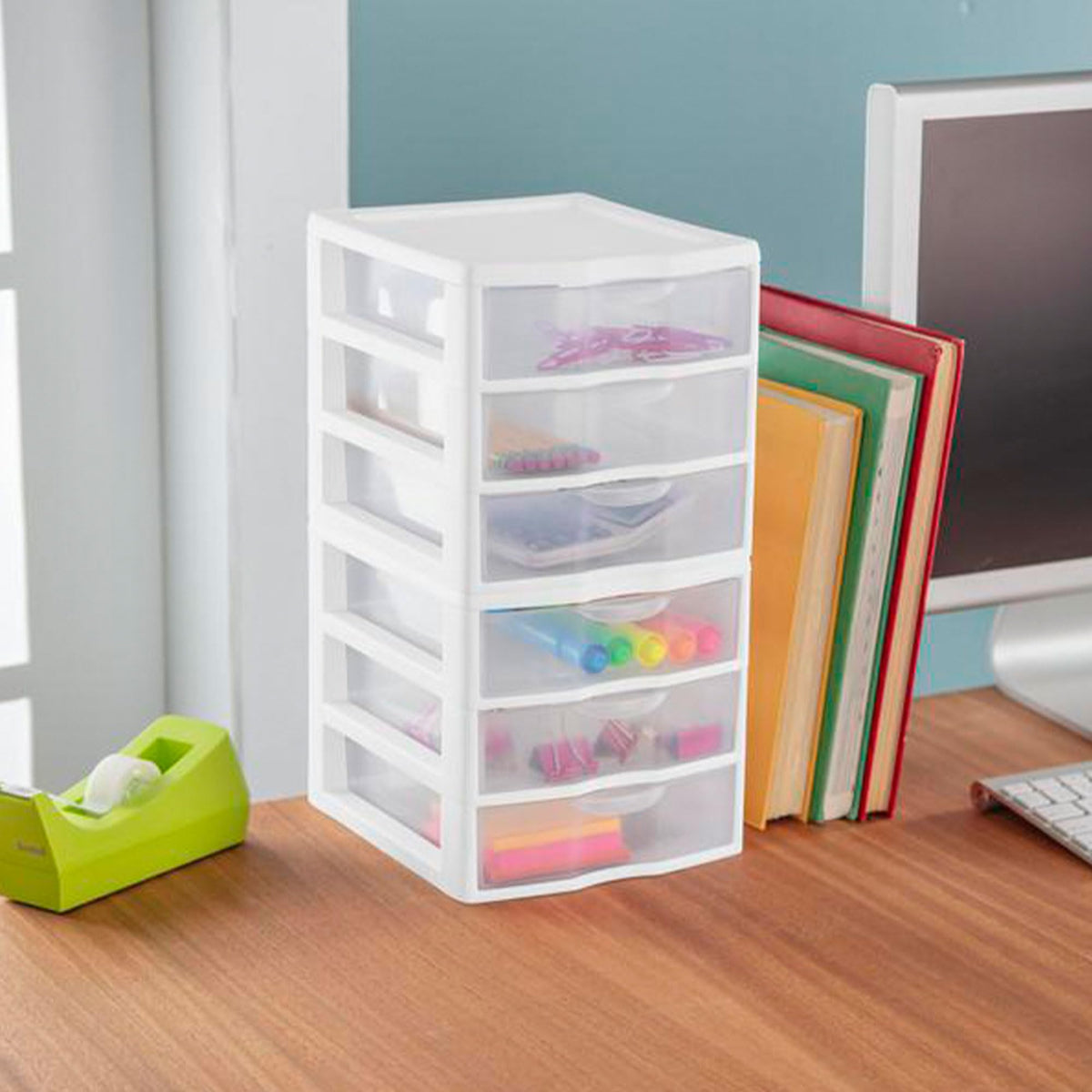White Plastic 3 Drawer Desktop Storage Unit E238