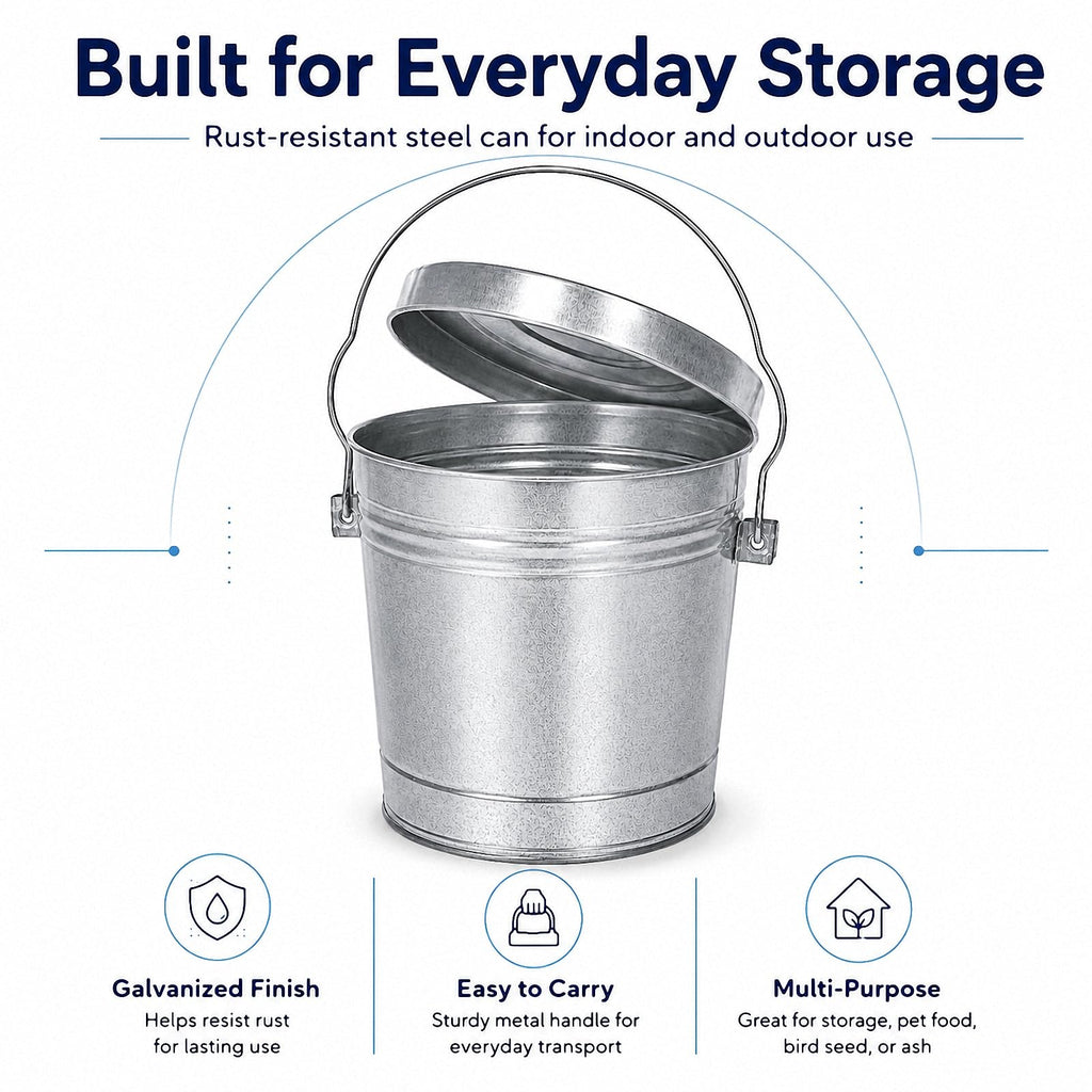 6 Gallon Galvanized Steel Storage Can with Locking Lid T597716