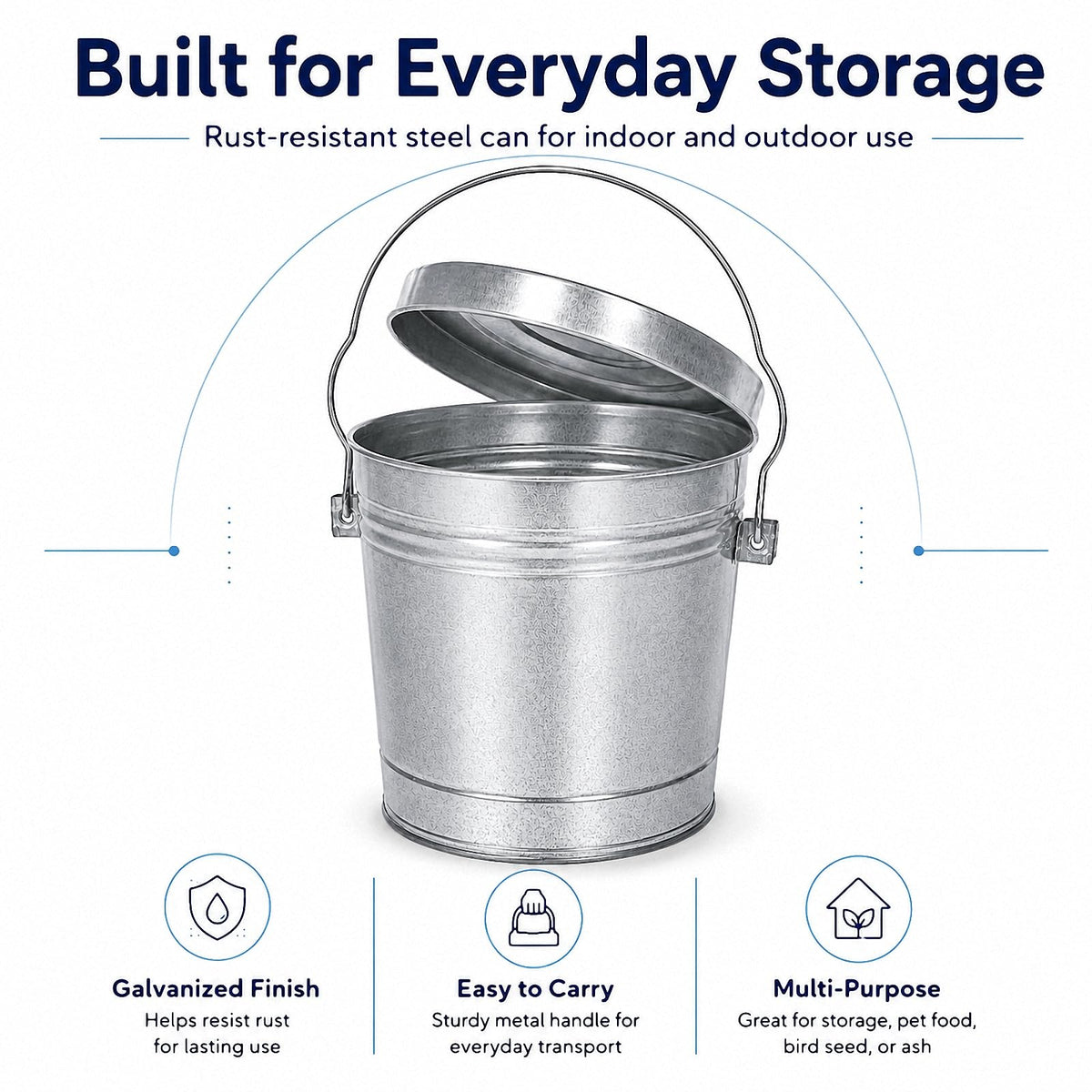6 Gallon Galvanized Steel Storage Can with Locking Lid T597716