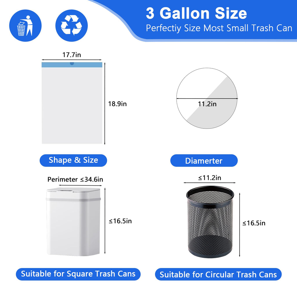 3 Gallon 360 Count 1.2 Mil Drawstring White Plastic Trash Bags I281064