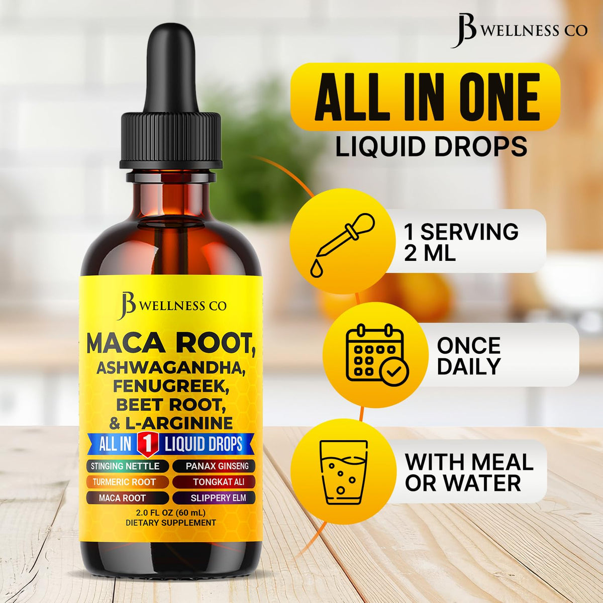 Organic Maca Root Liquid Drops with Ashwagandha 2oz F15727