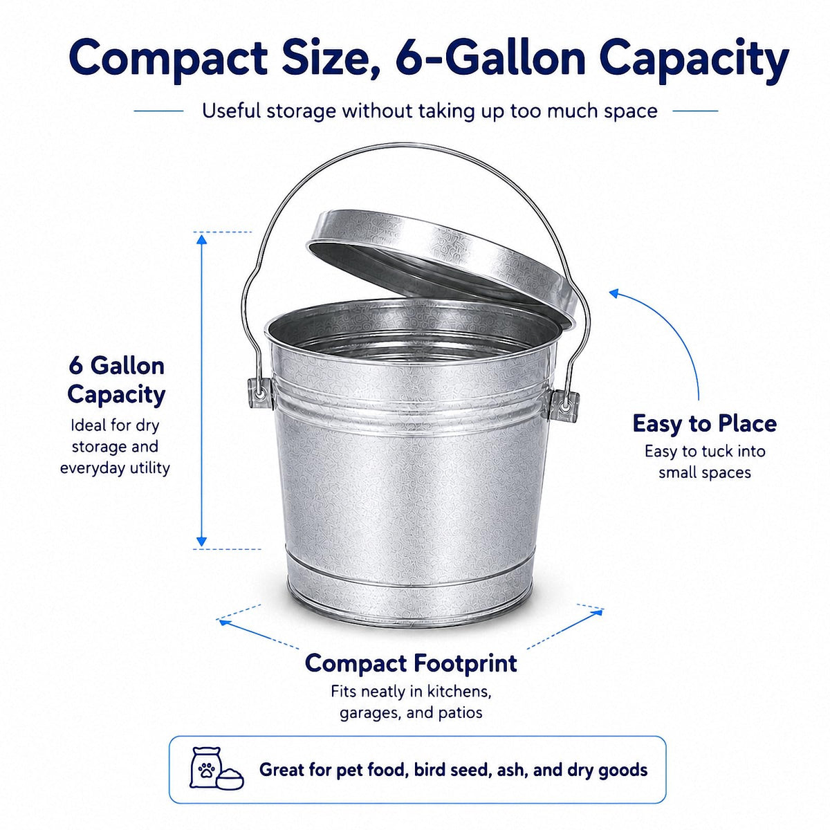 6 Gallon Galvanized Steel Storage Can with Locking Lid T597716