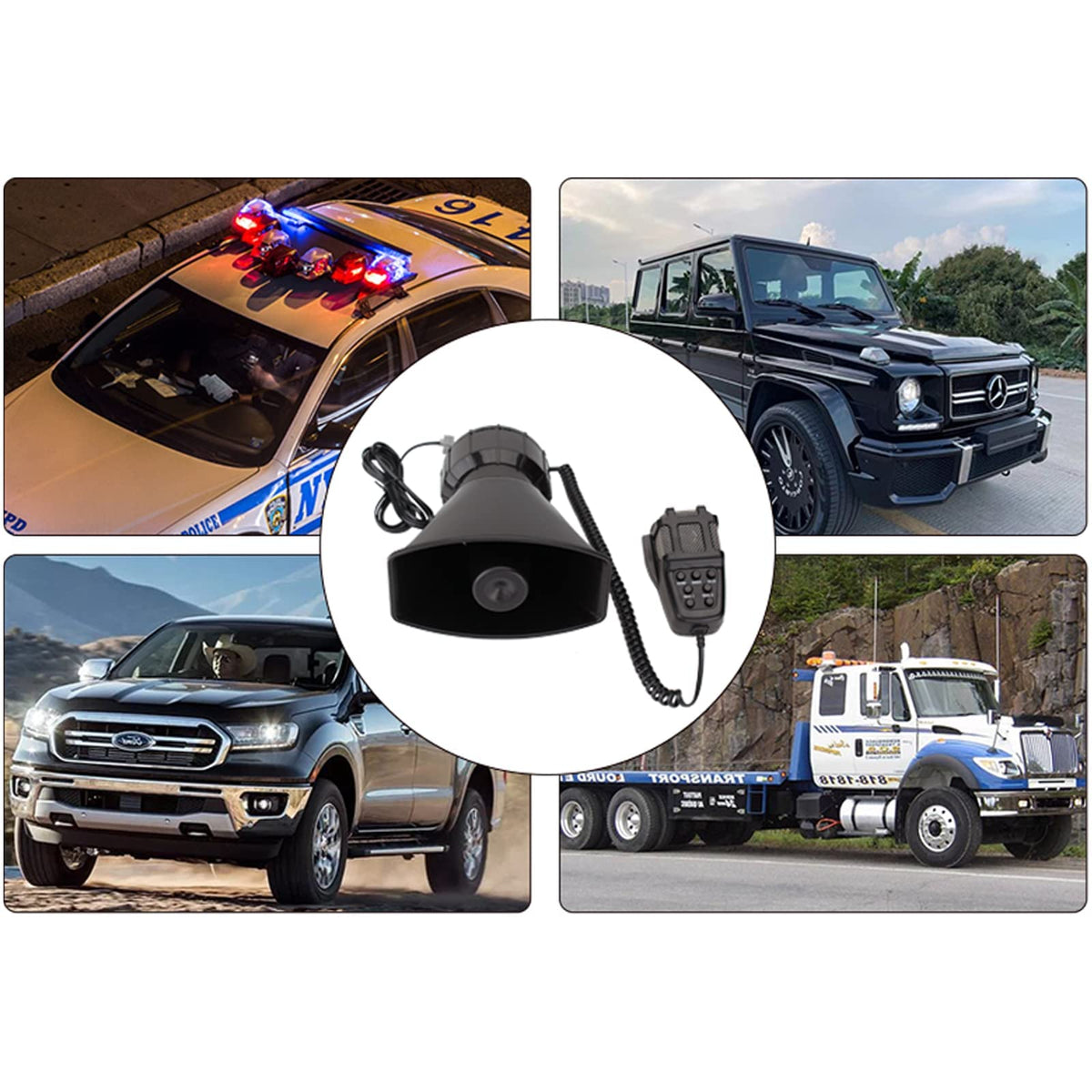 12V 100W 7 Tone Horn Siren PA System N29124