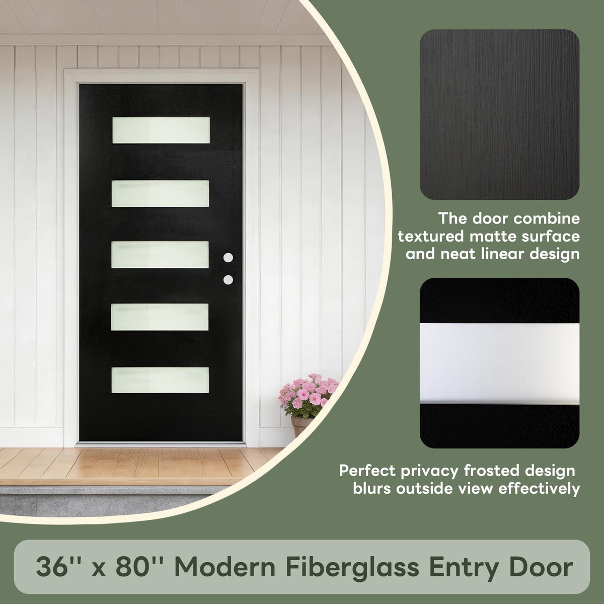 36" x 80" Left Hand Inswing Exterior Door with White Frame Q9483