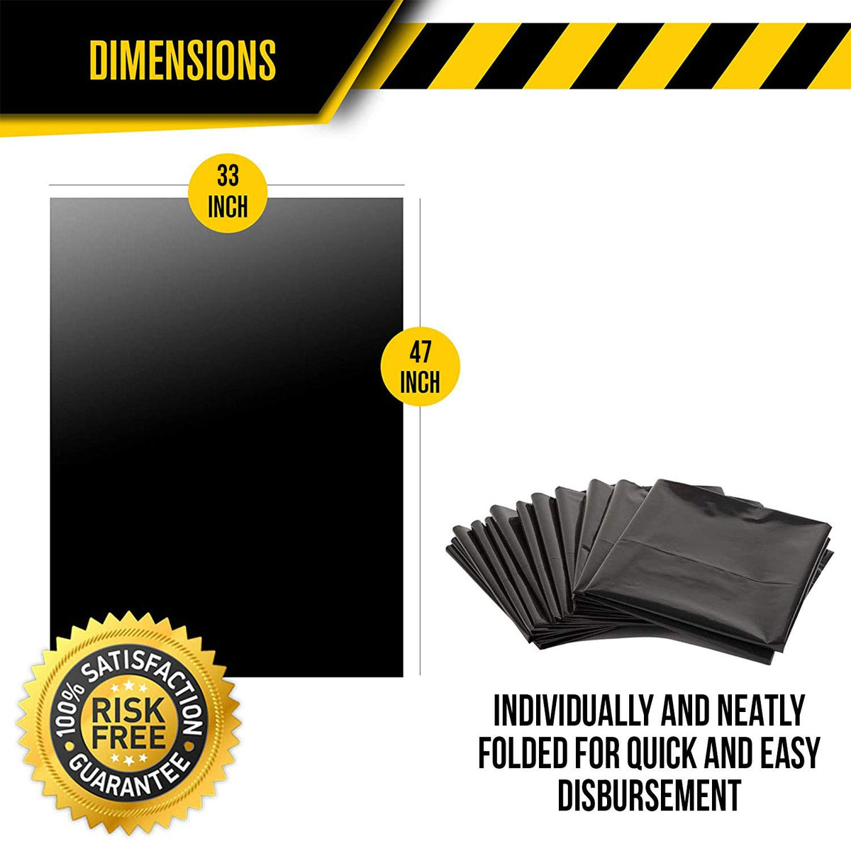 Black 40-45 Gal Trash Bags, 1.5 MIL, 100 Pk S47640
