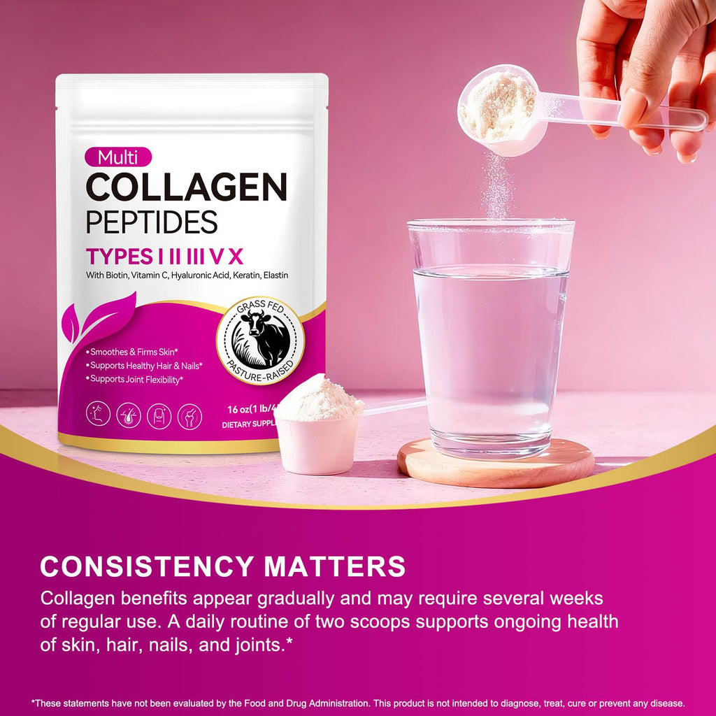 Multi Collagen Peptides Powder Types I II III V X Grass Fed Hydrolyzed L5543