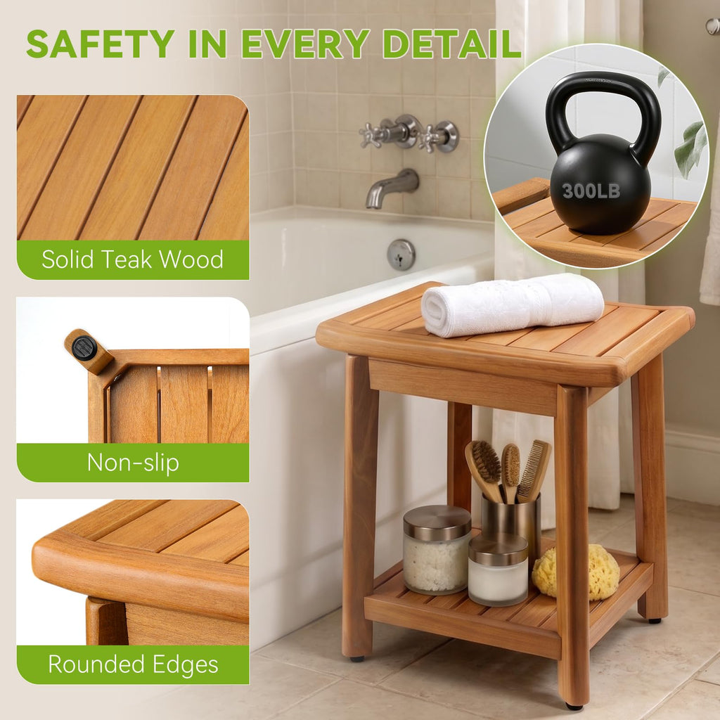 Waterproof Wooden Teak Shower Bench Q906