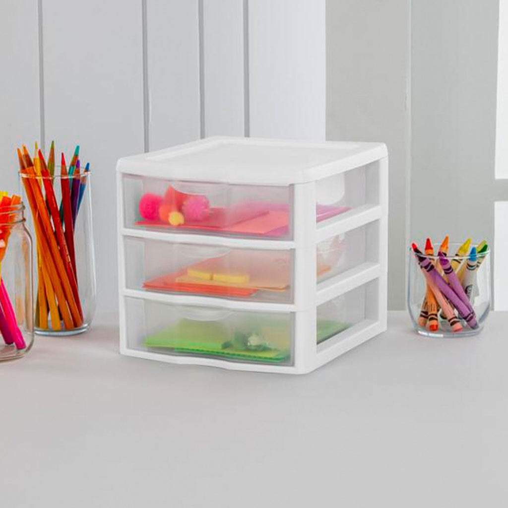 White Plastic 3 Drawer Desktop Storage Unit E238