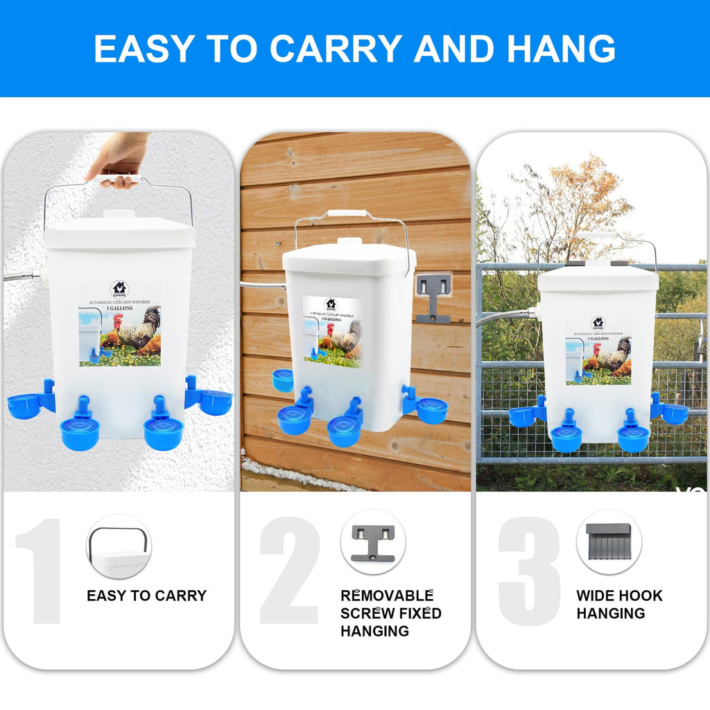 3 Gallons Automatic Poultry Waterer with Hose Attachment R885