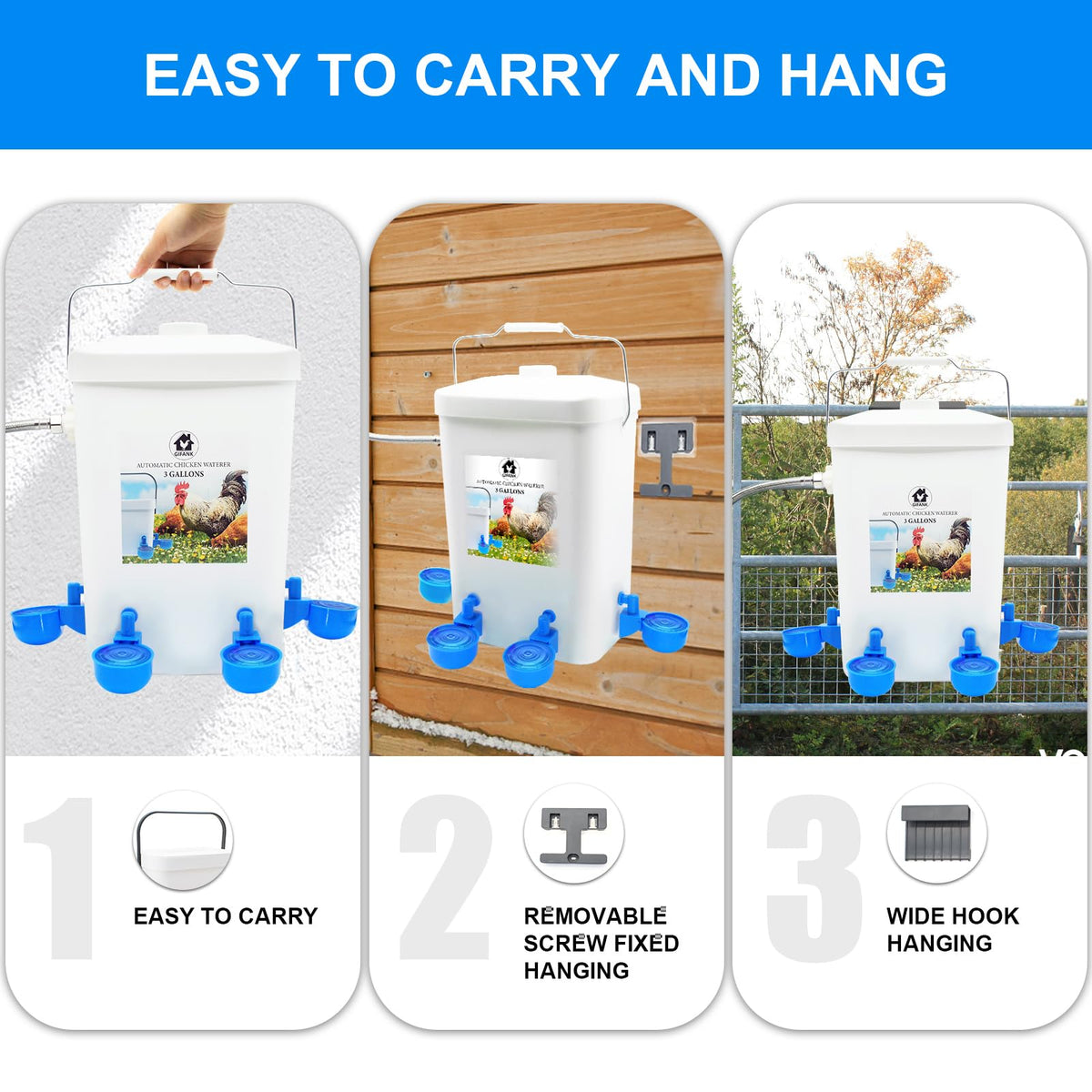 3 Gallons Automatic Poultry Waterer with Hose Attachment R885