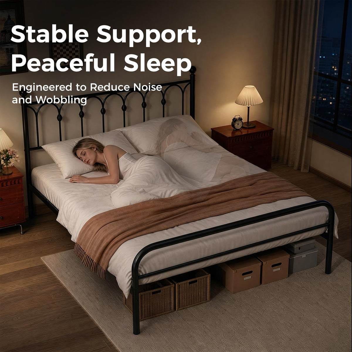Queen Metal Bed Frame with Headboard T9260