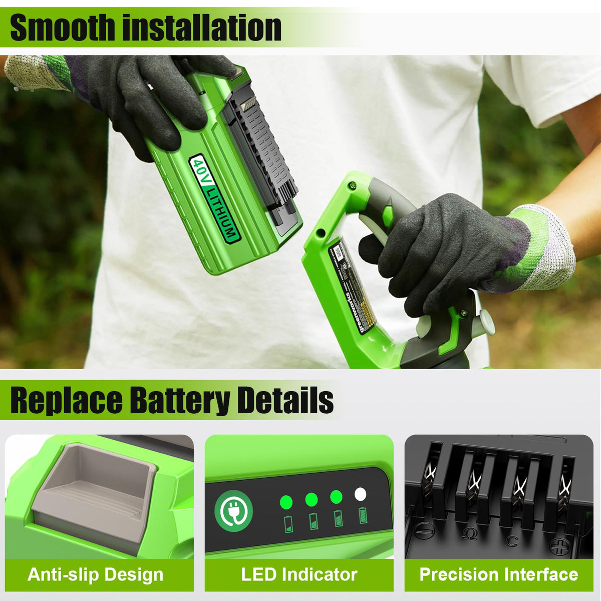 2 Packs 40 Volt 7500mAh High-Capacity Battery C408