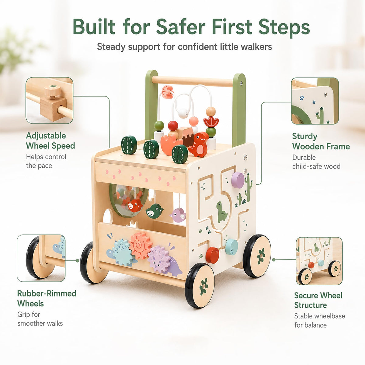 Wooden Baby Walker with Activity Center R242831