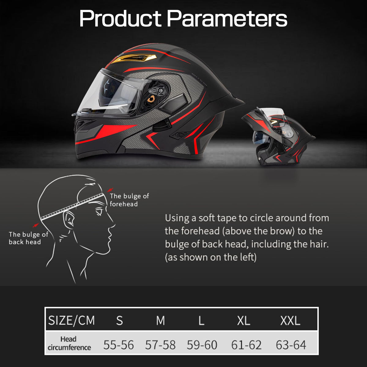 DOT Certified Flip Up Full Face Modular Motorcycle Helmet K39660