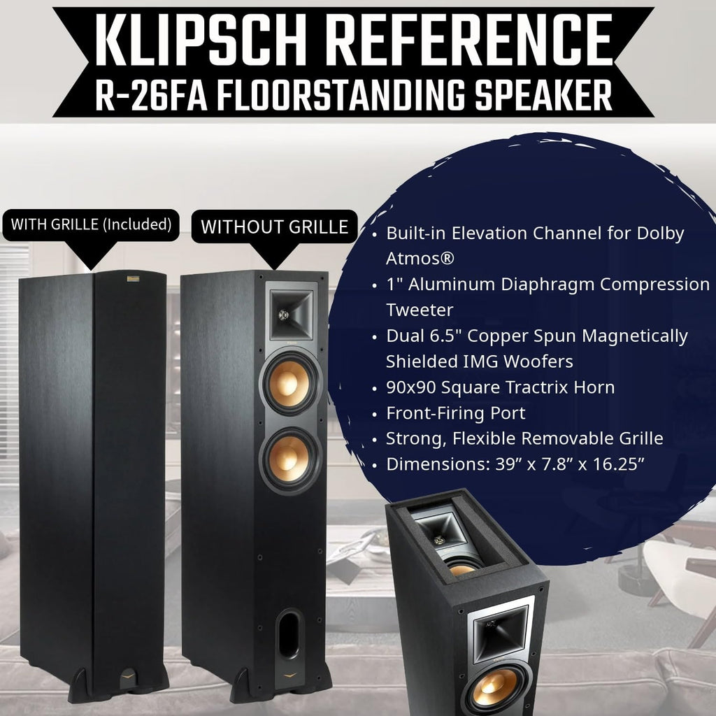 Dolby Atmos Floorstanding Speaker (Pair) + 12″ Subwoofer O4999