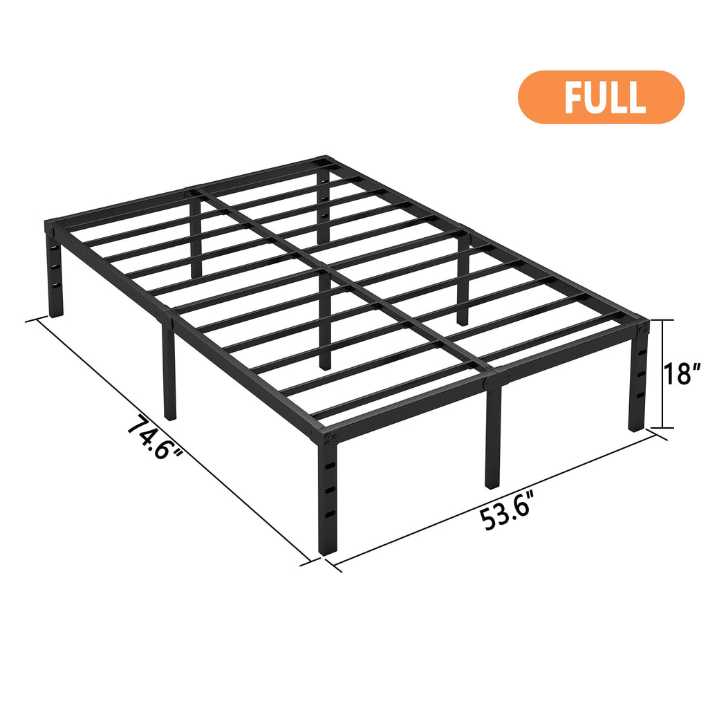 18 Inch Full Bed Frame with Under Bed Storage, Black J587570