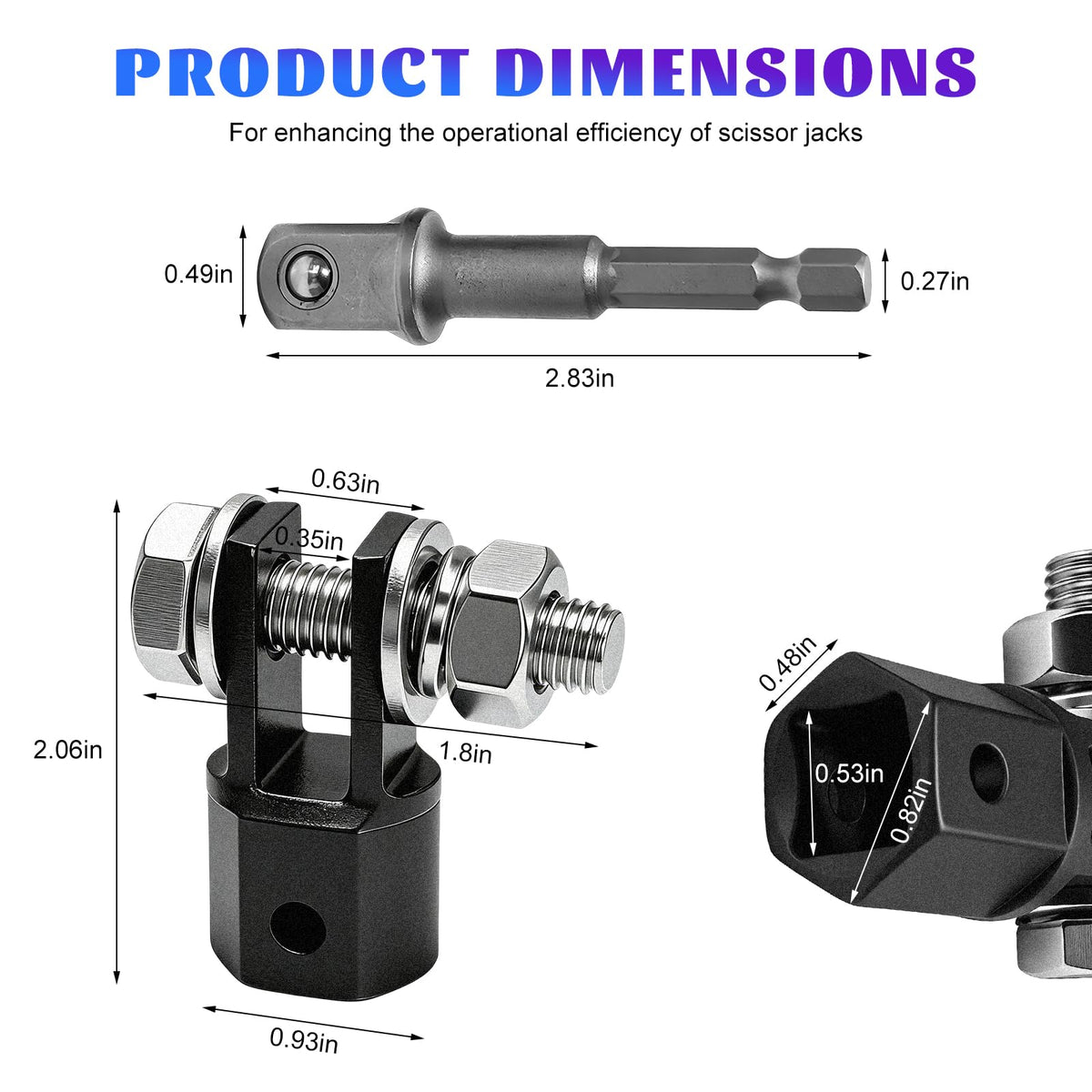 Scissor Jack Drill Adapter for 1/2 Inch Impact Wrench D17114