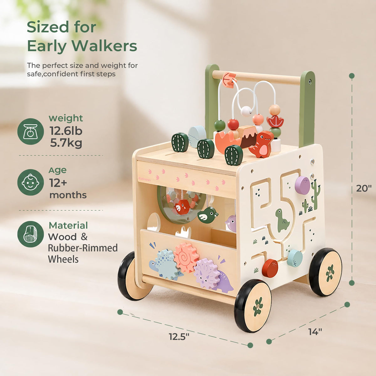 Wooden Baby Walker with Activity Center R242831