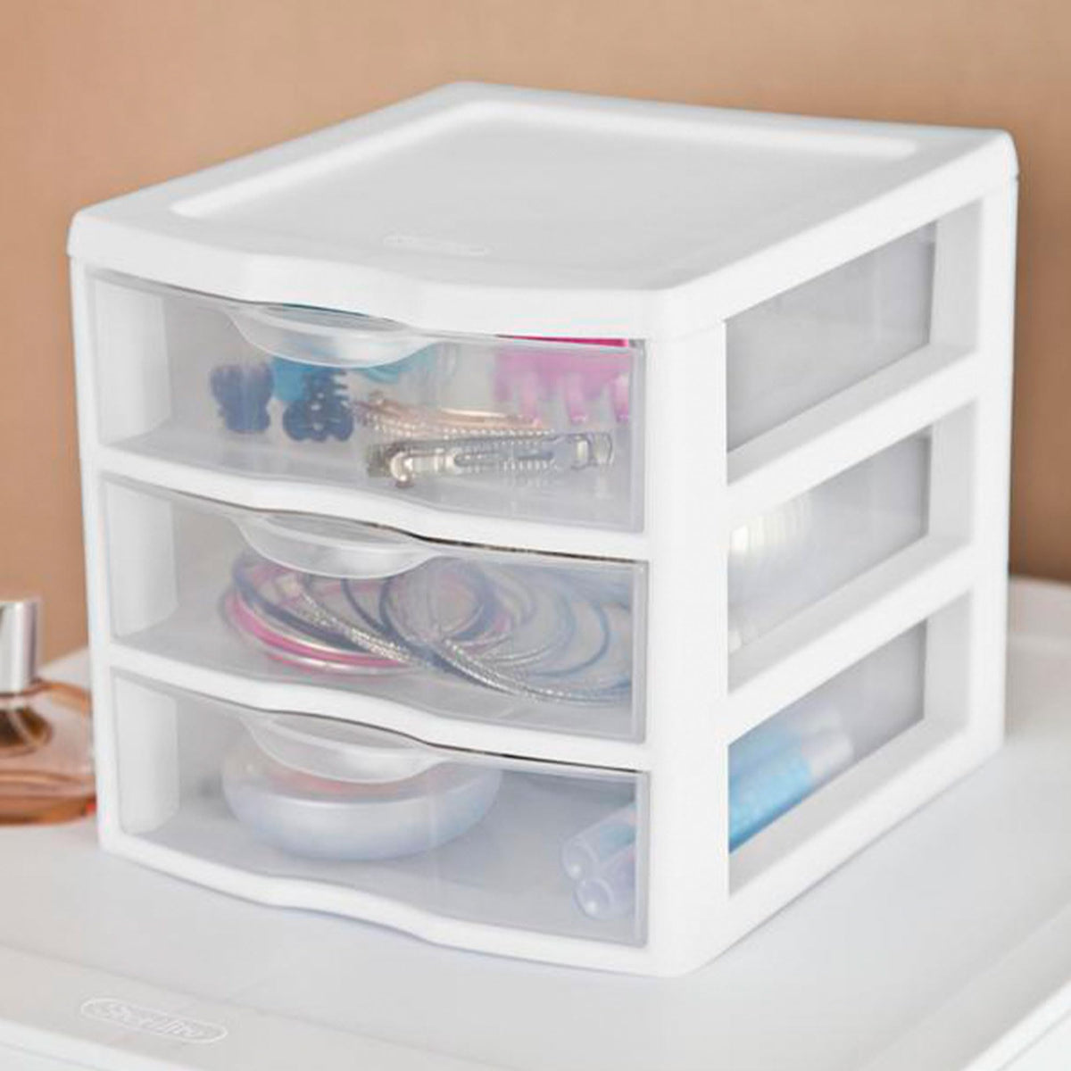 White Plastic 3 Drawer Desktop Storage Unit E238