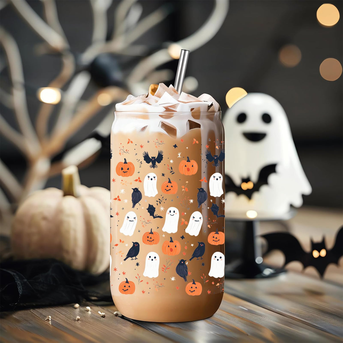 22oz Glass Tumbler with Lid & Straw J350391