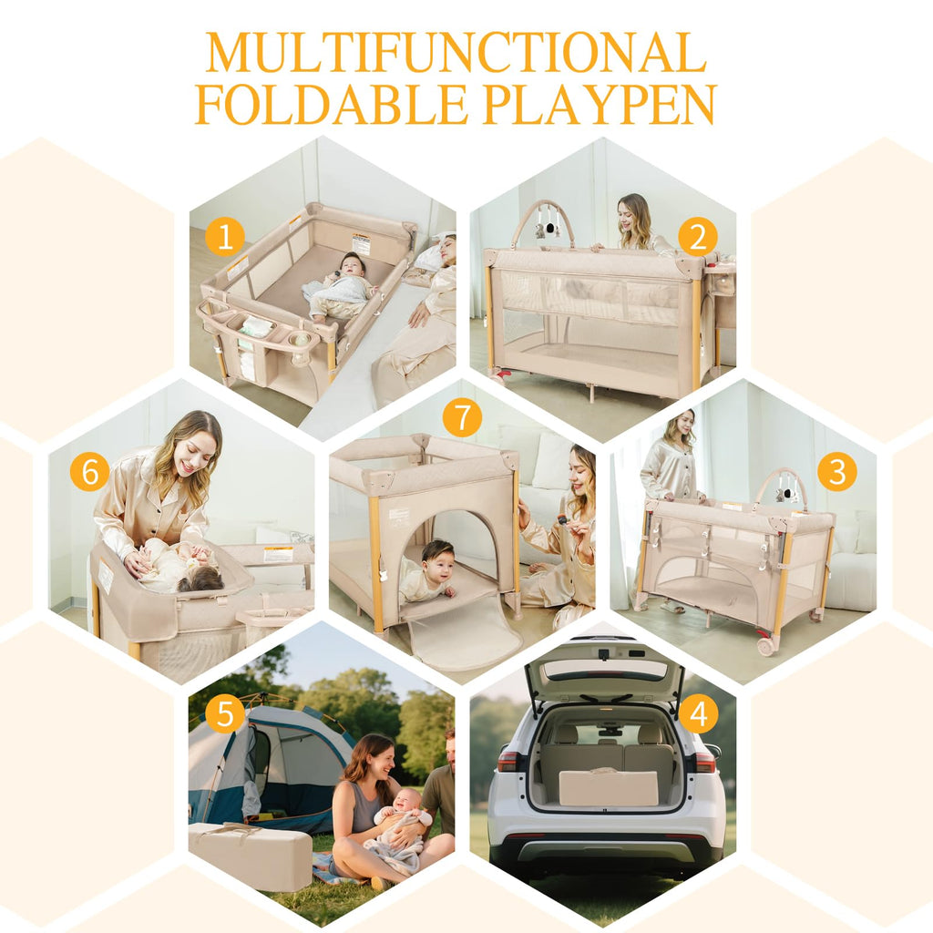 5-in-1 Foldable Baby Bassinet Playpen K1902