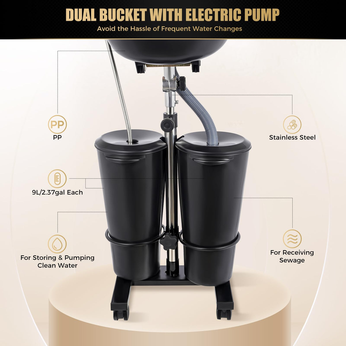 Portable Shampoo Bowl with Electric Pump P328
