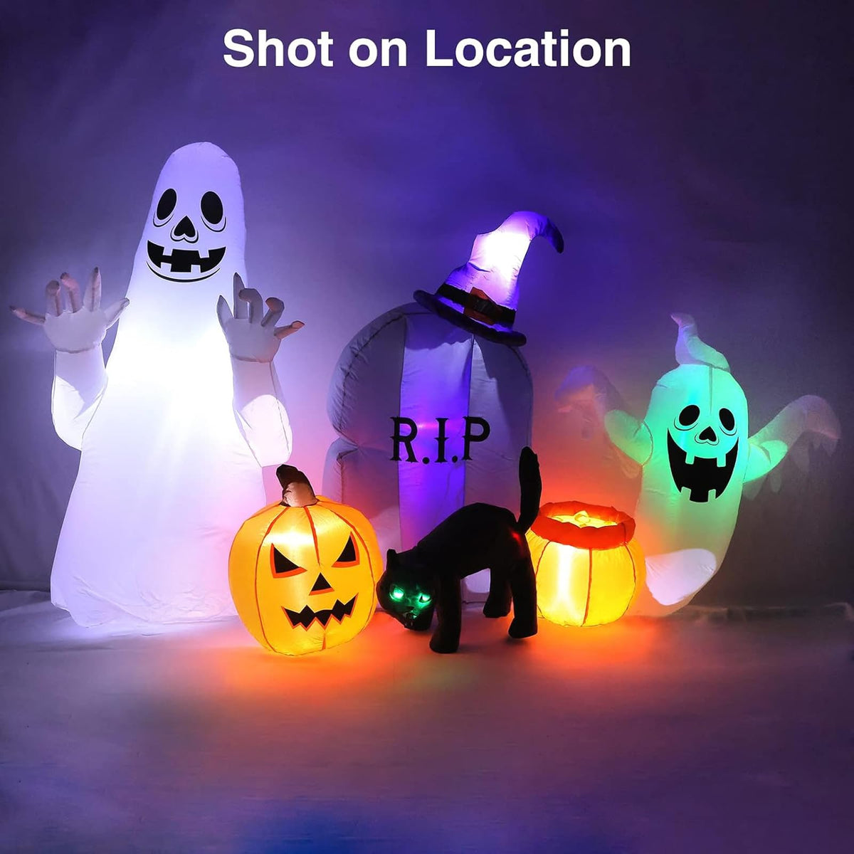 8FT Inflatable Ghost Cat Pumpkin R73094