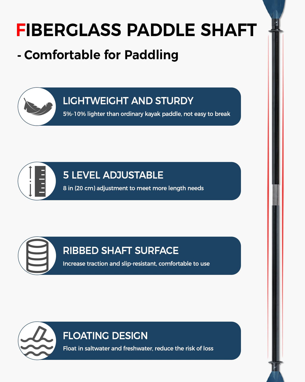 Adjustable Fiberglass Kayak Paddle J9575