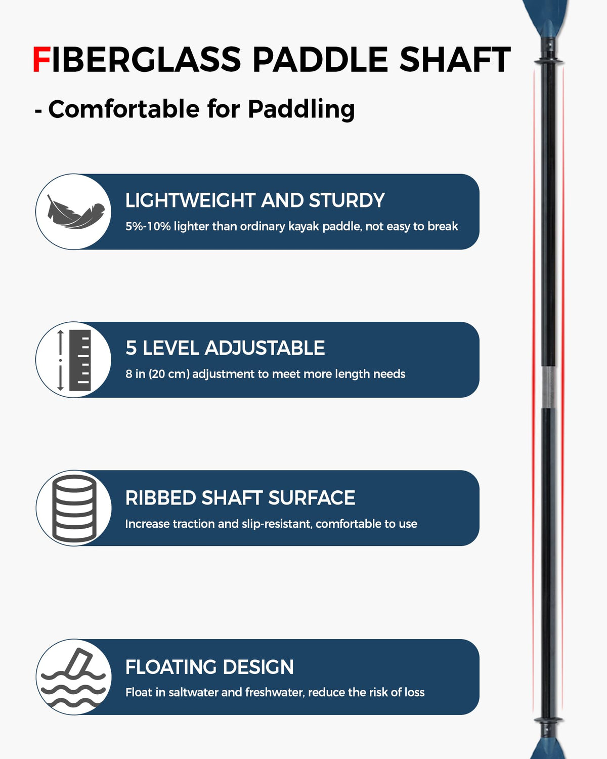 Adjustable Fiberglass Kayak Paddle J9575