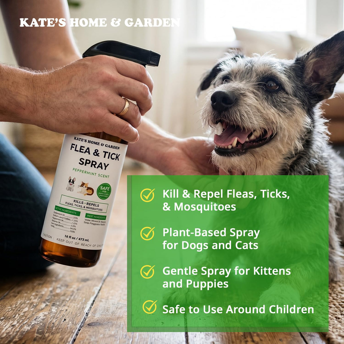 Flea and Tick Spray for Dogs & Cats 16oz C6558