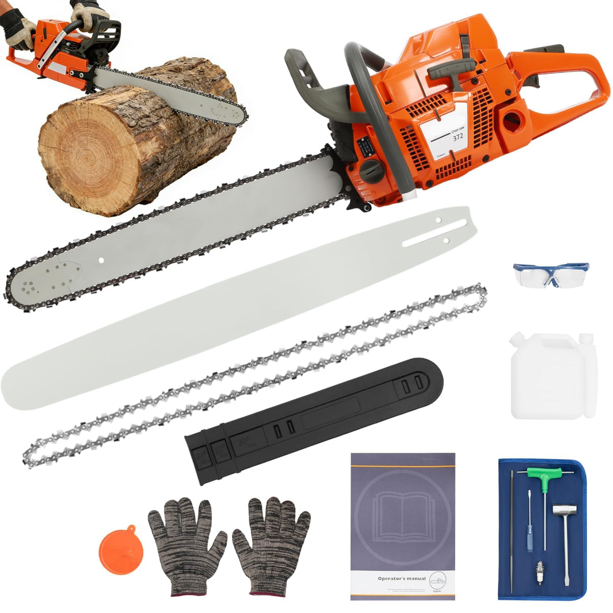 24" 72CC Gas Powered Chainsaw M520