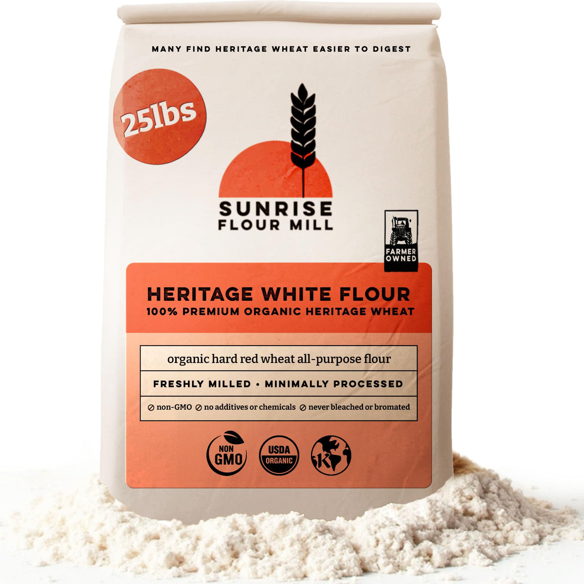 Organic White All Purpose Flour Unbleached Non-GMO Kosher 400 Ounce J6587