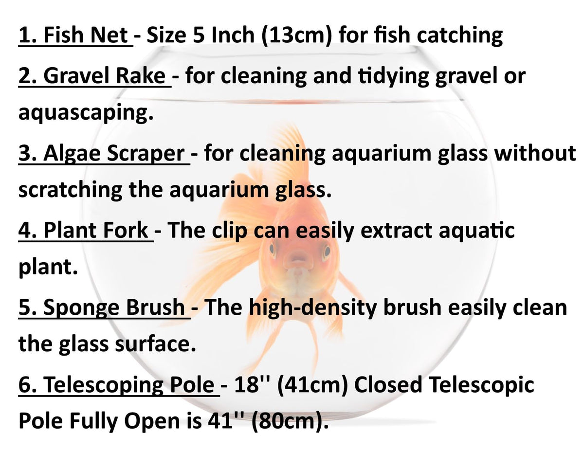 5 in 1 Aquarium Cleaning Kit with Telescopic Pole W257395