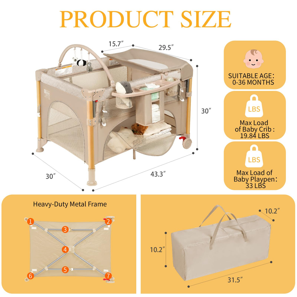 5-in-1 Foldable Baby Bassinet Playpen K1902