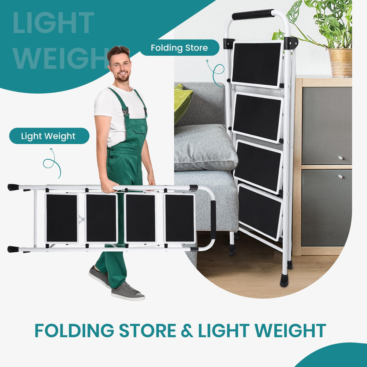 4 Step Foldable Step Stool with Anti-Slip Pedal P791