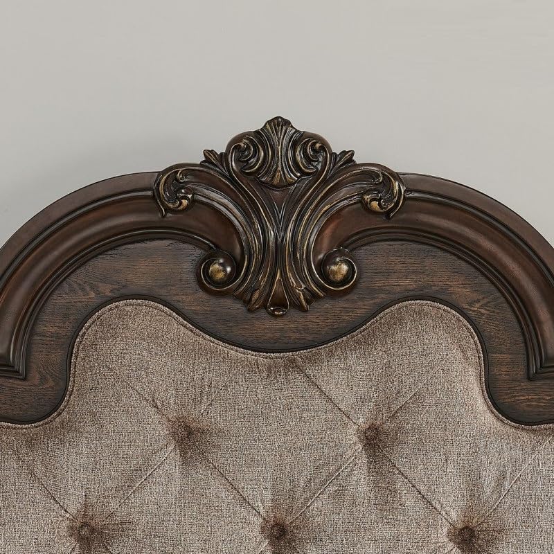 Dark Cherry Wood Eastern King Traditional Platform Bed H125795