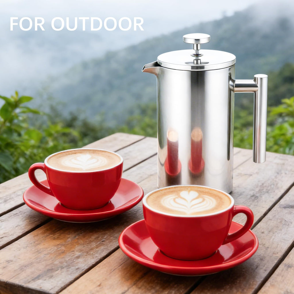 34OZ Stainless Steel French Press Coffee Maker with 2 Extra Filters S3253