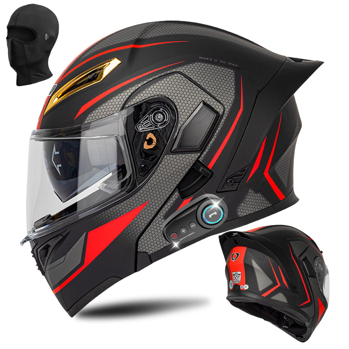 DOT Certified Flip Up Full Face Modular Motorcycle Helmet K39660
