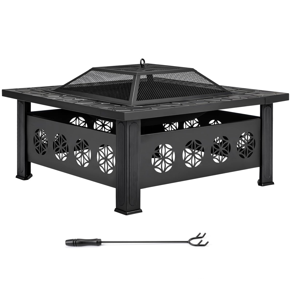 32 Inch Square Wood Burning Fire Pit Table A15671