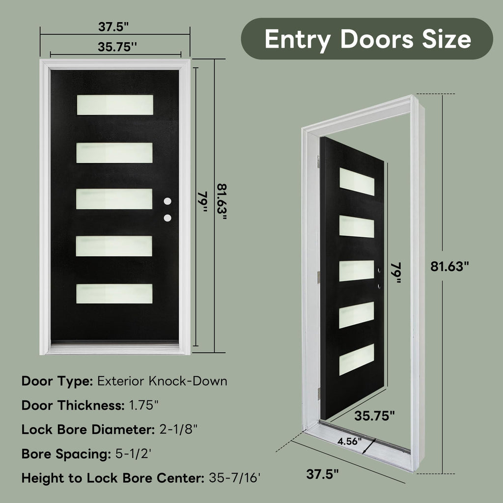 36" x 80" Left Hand Inswing Exterior Door with White Frame Q9483