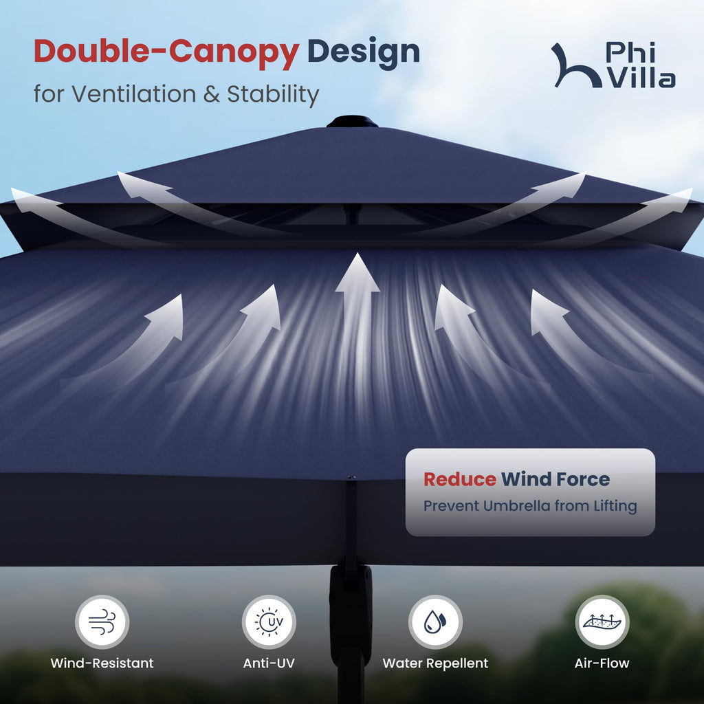 9'x12' Navy Cantilever Patio Umbrella with Base V547677