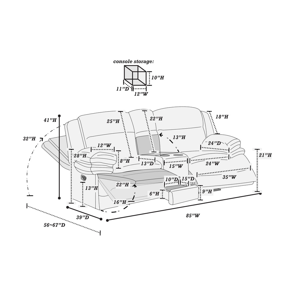 Light Gray Corduroy Manual Motion Loveseat Z81486