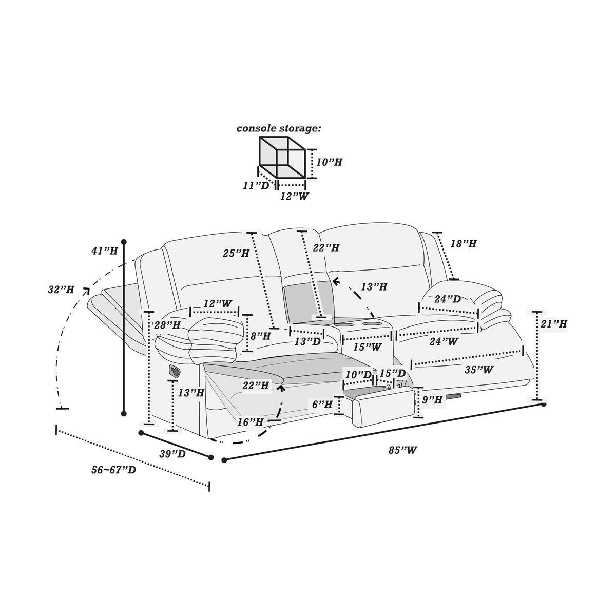 Light Gray Corduroy Manual Motion Loveseat Z81486