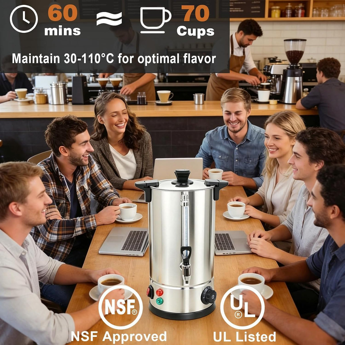70 Cup Stainless Steel Coffee Urn J9111