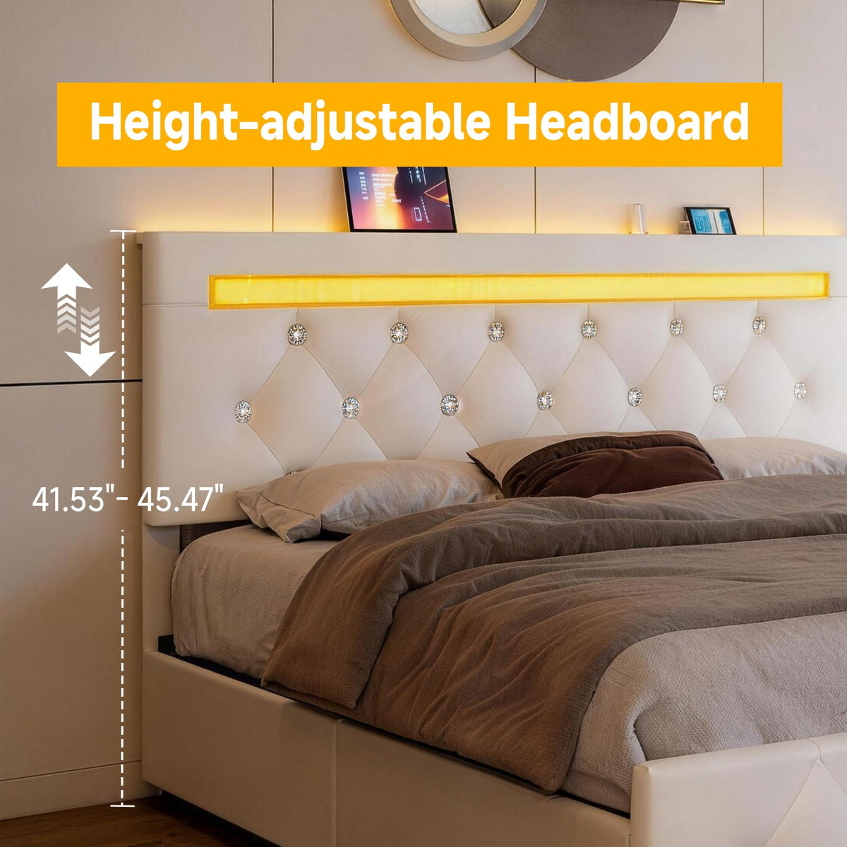 White Full Size Storage Bed with 4 Drawers and Adjustable Headboard O92679