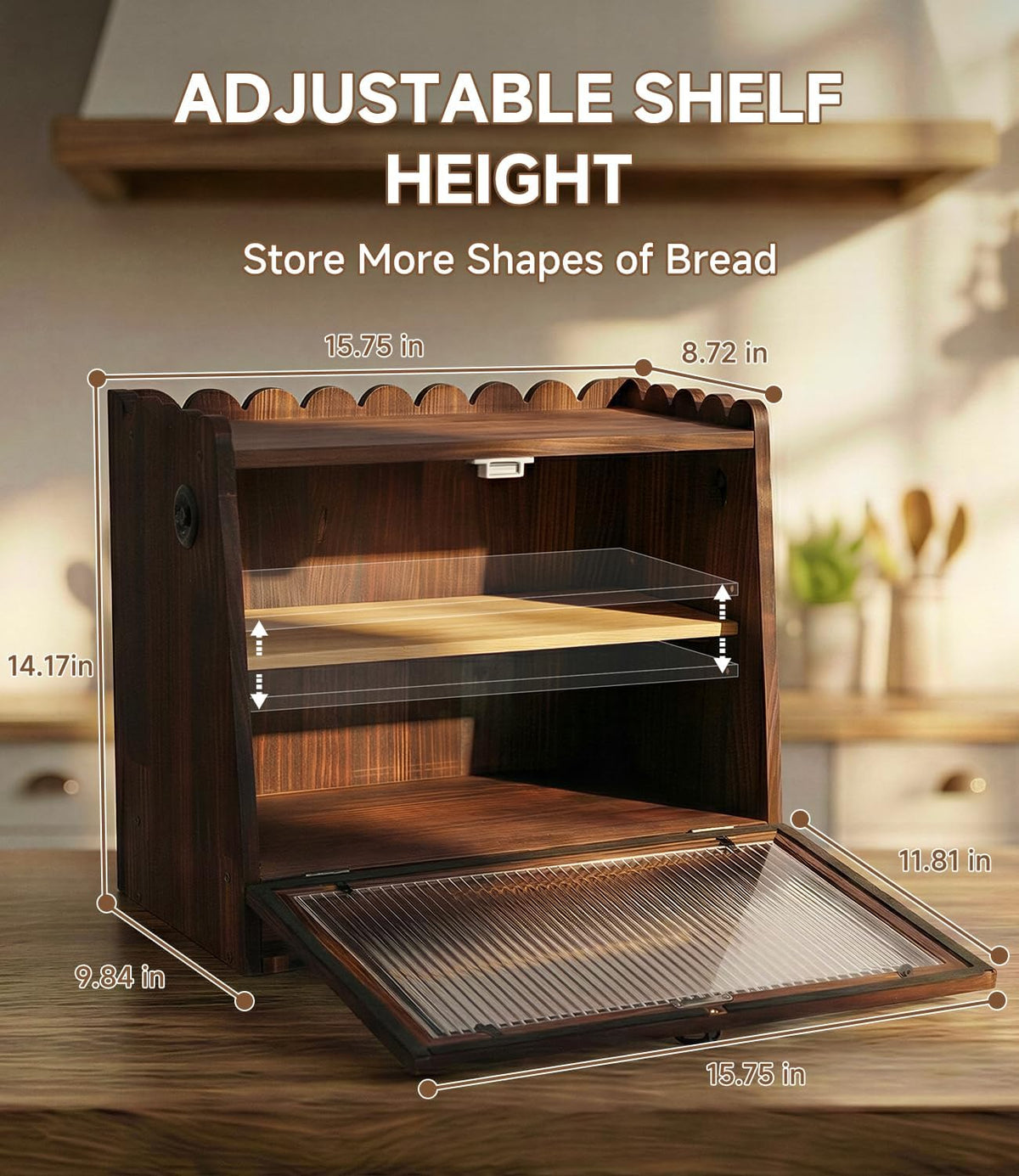 Wooden Double Layer Bread Box U713