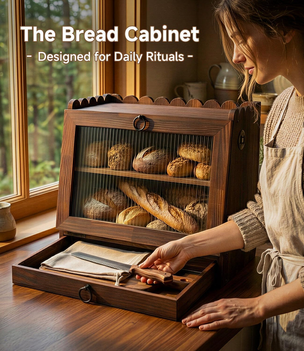 Wooden Double Layer Bread Box U713