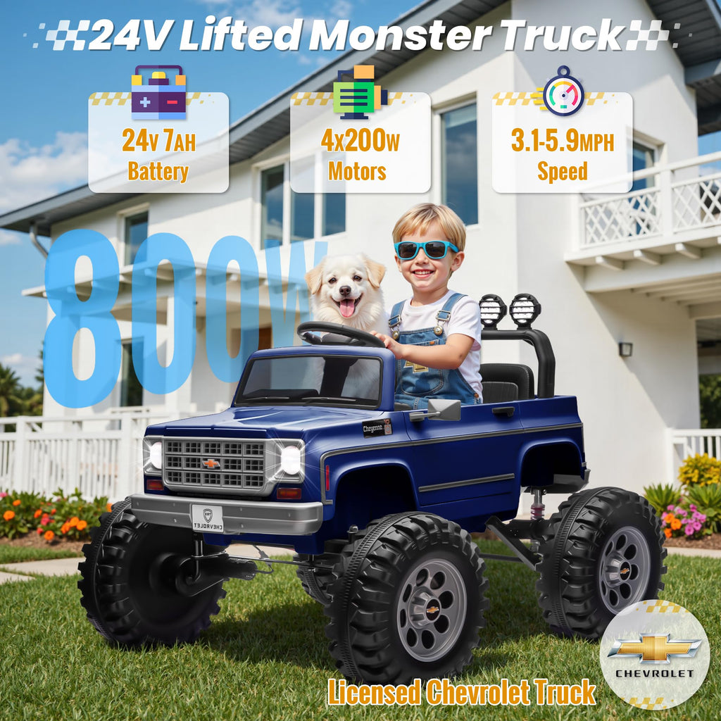 24V Blue 4WD Ride on Monster Truck Car X3690