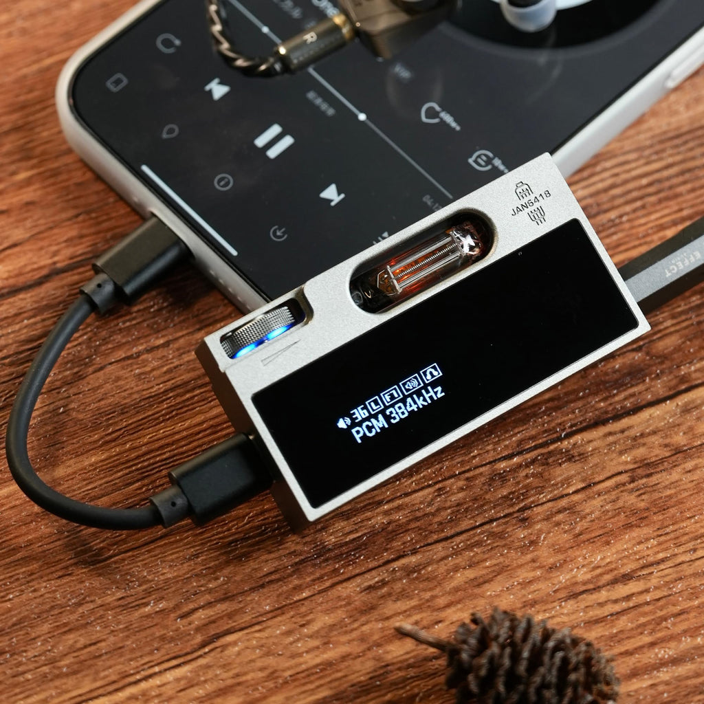 Portable Headphone Amplifier USB DAC AMP Dongle with Dual Tubes, 3.5mm+4.4mm Jack, Grey T432
